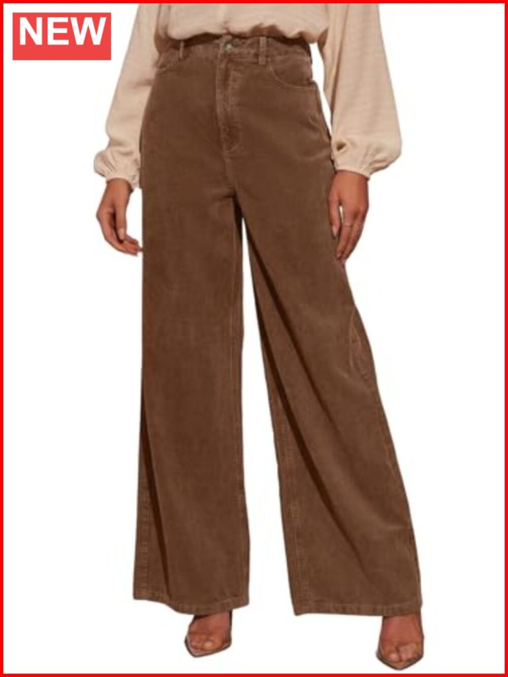Women's Corduroy Wide Leg Pants High Waisted Baggy Trousers